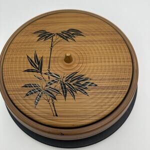 Vintage Plastic Faux Bamboo Wood Nut/Rice Dish Serving Appetizer Lidded Bowl